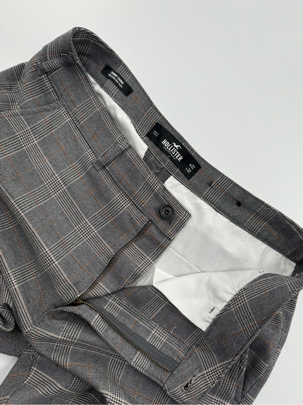 Hollister Epic Flex Skinny Chino Pants Men’s 32x32 Gray Plaid - Picture 7 of 8